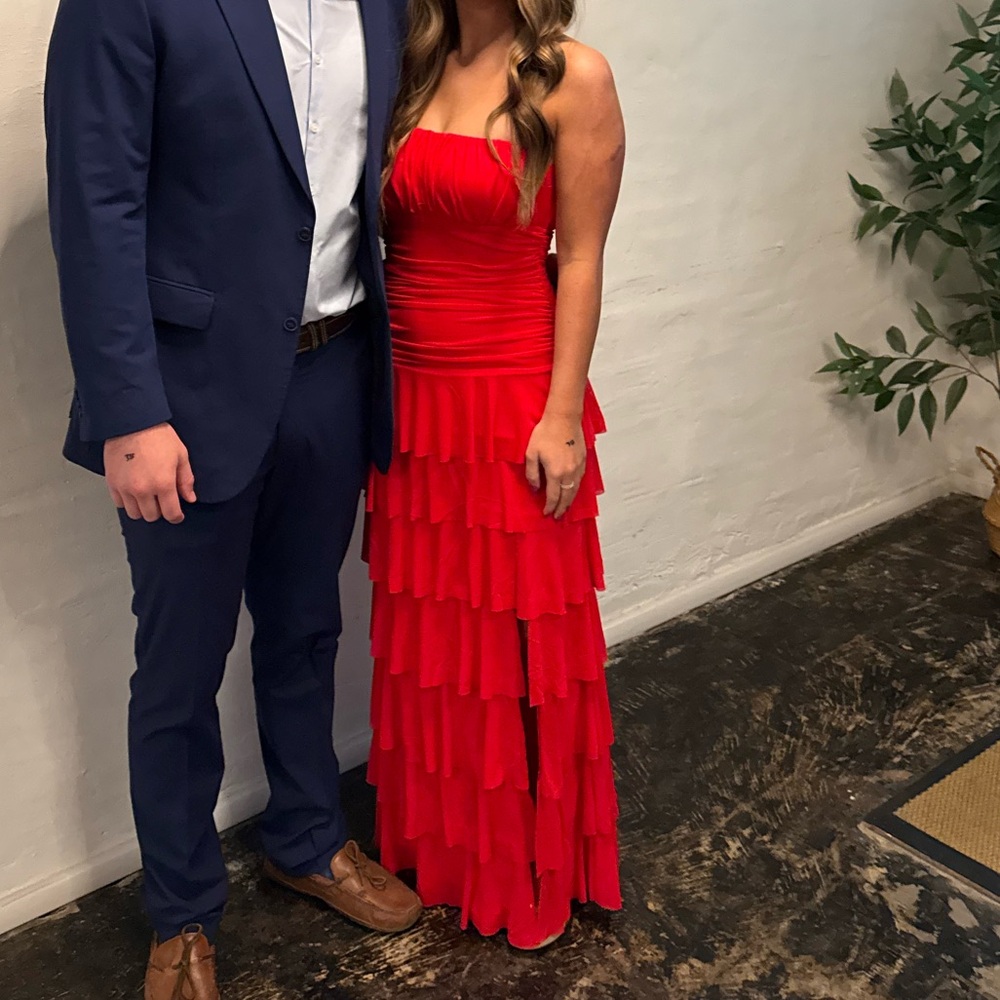 Red long formal dress